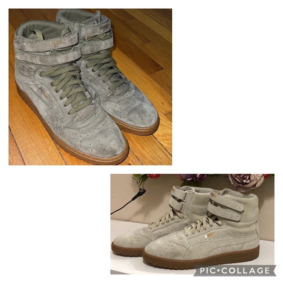 Off white/army green Puma Sky High Sneaker suede bundle - Picture 2 of 16